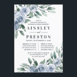 Invitation Dusty Blue Élégant Floral Rustic Rehearer Dîner<br><div class="desc">Le design est doté d'une élégante verdure aquarelle avec des éléments floraux de rose bleu boho poussiéreux. Design dispose également d'une mise en page de police de typographie moderne.</div>