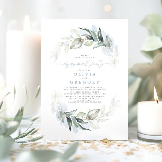 Invitation Dusty Blue Elegant Green Party