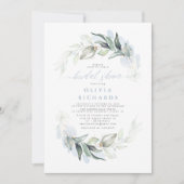 Invitation Dusty Blue Elegant Greenery Bridal Shower (Devant)