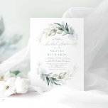 Invitation Dusty Blue Elegant Greenery Bridal Shower<br><div class="desc">Romantic calligraphy and elegant watercolor greenery dusty blue bridal shower invitations</div>