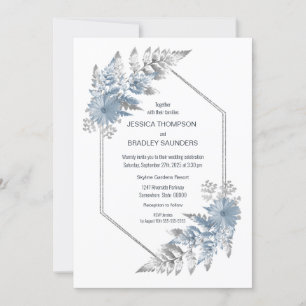 Invitation Dusty Blue Elegant Mariage botanique