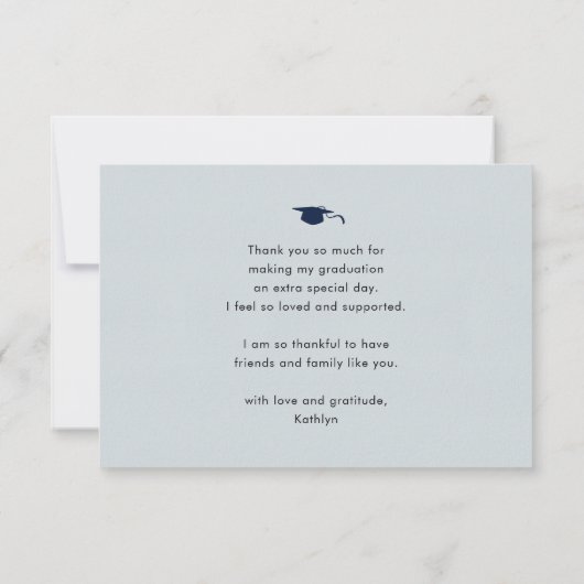 Invitation Dusty Blue élégant Merci de graduation de script (Dos)