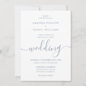Invitation Dusty Blue Elegant Modern Script Mariage photo (Devant)