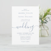 Invitation Dusty Blue Elegant Modern Script Mariage photo (Debout devant)