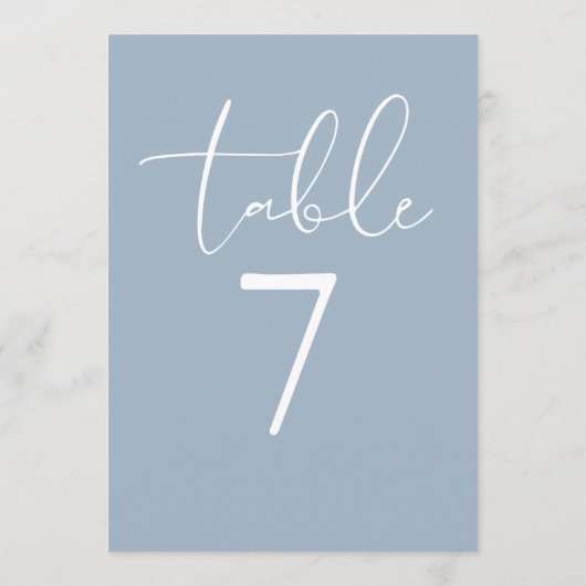 Invitation Dusty Blue Elegant Modern Script Table Number (Dos)