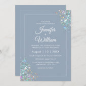 Invitation Dusty Blue élégant moderne Holographique Parties s (Devant / Derrière)