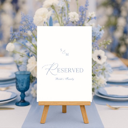 Invitation Dusty Blue Elegant “Reserved” Wedding Sign