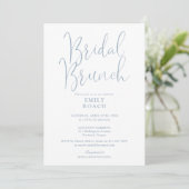 Invitation Dusty Blue élégant Script Bridal Bunch Douche (Debout devant)