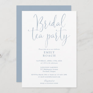 Invitation Dusty Blue élégant Script Bridal Tea Party Douche