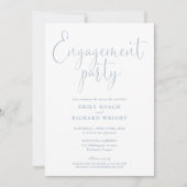 Invitation Dusty Blue Elegant Script Engagement Party (Devant)