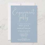 Invitation Dusty Blue Elegant Script Engagement Party (Devant)