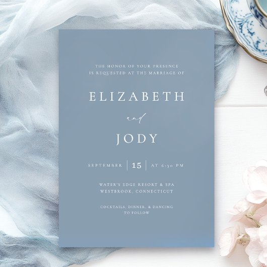 Invitation Dusty Blue Elegant Simple Wedding Modern