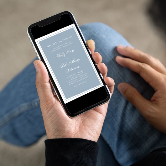 Invitation Dusty Blue Elegant Wedding Calligraphy Script 