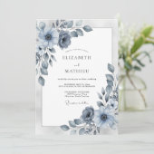 Invitation Dusty Blue Elegant Winter Wedding (Debout devant)