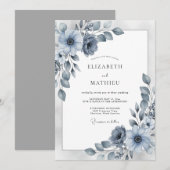 Invitation Dusty Blue Elegant Winter Wedding (Devant / Derrière)