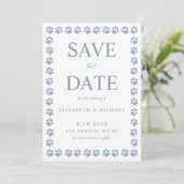 Invitation Dusty Blue Empreintes de pattes Mariage Enregistre (Debout devant)
