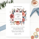 Invitation Dusty Blue et Blush Blissful Floral Wedding<br><div class="desc">Delight your guests with this exquisite botanical invite wcasing your names with gorgeous floral bouwith flowers in a graceful combination of flowers and dried foliage in blush,  blush pink,  ivory,  dusty blue and sage. Carte's back in dusty blue tone. Part of our "Blissful Floral" wedding and events collection.</div>