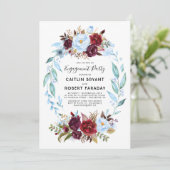 Invitation Dusty Blue et Burgundy Red Engagement Party (Debout devant)