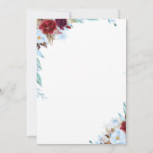 Invitation Dusty Blue et Burgundy Red Engagement Party (Dos)