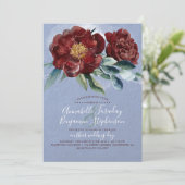 Invitation Dusty Blue et Cranberry Burgundy Mariage rouge (Debout devant)