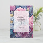 Invitation Dusty Blue et Dusty Rose Floral Mariage (Debout devant)