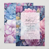 Invitation Dusty Blue et Dusty Rose Floral Mariage (Devant / Derrière)