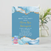 Invitation Dusty Blue et Gold Agate Bridal Tea Party (Debout devant)