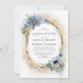 Invitation Dusty Blue et Gold Floral Engagement Party (Devant)