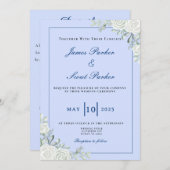 Invitation Dusty Blue et Mariage de marine (Devant / Derrière)