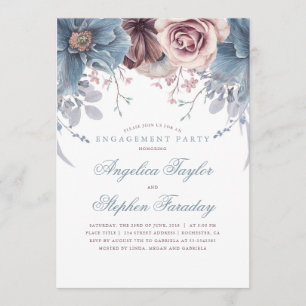 Invitation Dusty Blue et Mauve Floral