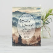 Invitation Dusty Blue et Mocha Brown Mountains Fête des marié (Debout devant)