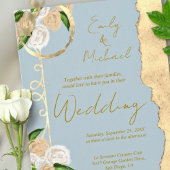 Invitation Dusty Blue et or Rustic Boho Mariage Floral