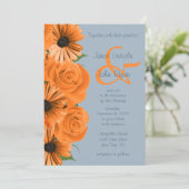 Invitation Dusty Blue et Orange Roses et marguerites2 (Debout devant)