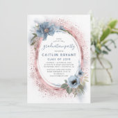 Invitation Dusty Blue et Rose Gold Parties scintillant Gradua (Debout devant)