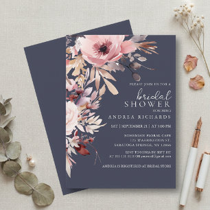 Invitation Dusty Blue et rose poudré floral Baby Shower de ma