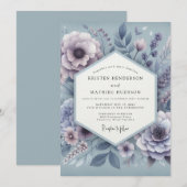 Invitation Dusty Blue Ethereal Bloom Wedding (Devant / Derrière)