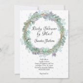 Invitation Dusty Blue Eucalyptus Baby shower garçon par courr (Devant)