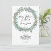 Invitation Dusty Blue Eucalyptus Baby shower garçon par courr (Debout devant)