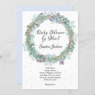 Invitation Dusty Blue Eucalyptus Baby shower garçon par courr