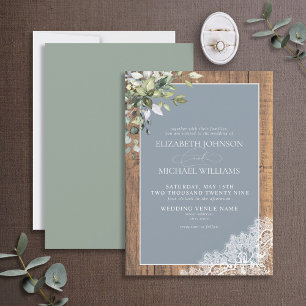 Invitation Dusty Blue Eucalyptus Botanique Mariage Invit