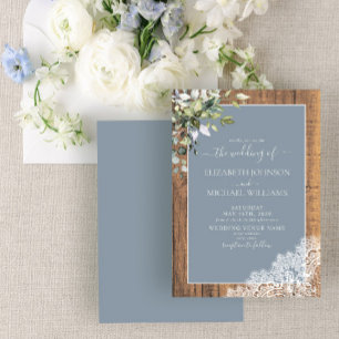 Invitation Dusty Blue Eucalyptus Botanique Mariage Invit
