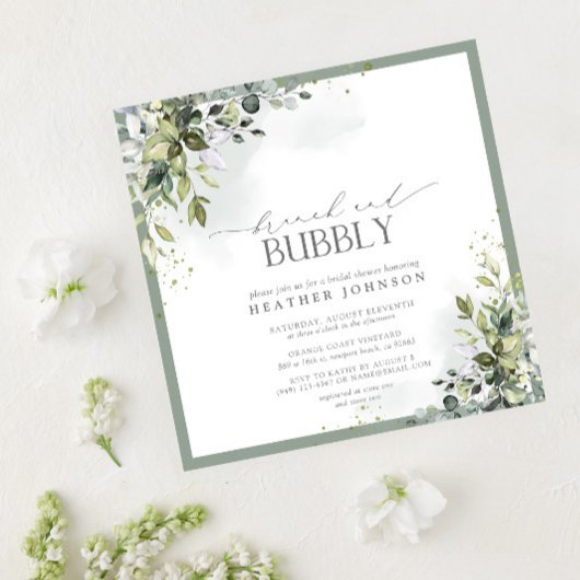 Invitation Dusty Blue Eucalyptus Brunch & Bubbly Shower