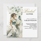 Invitation Dusty Blue Eucalyptus Fête des mariées verdoyante (Devant)