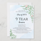 Invitation Dusty Blue Eucalyptus Feuille Réunion du lycée (Devant)