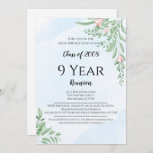 Invitation Dusty Blue Eucalyptus Feuille Réunion du lycée (Devant / Derrière)