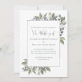 Invitation Dusty Blue Eucalyptus Foliage Vert Élégant (Devant)