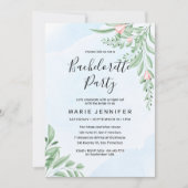 Invitation Dusty Blue Eucalyptus Green Bachelorette Party (Devant)