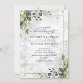 Invitation Dusty Blue Eucalyptus Green Photo Succulente (Devant)
