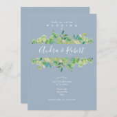 Invitation Dusty Blue Eucalyptus Greenery Mariage (Devant / Derrière)