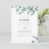 Invitation Dusty Blue Eucalyptus MARIAGE BUDGET vert (Debout devant)